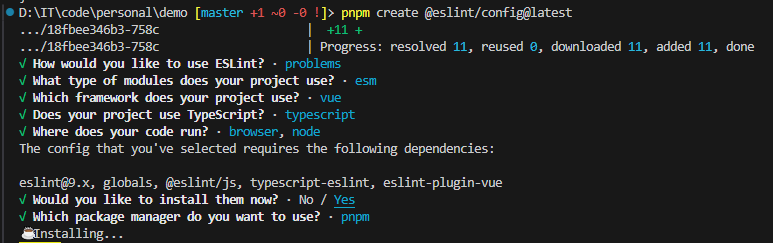eslint init prompt