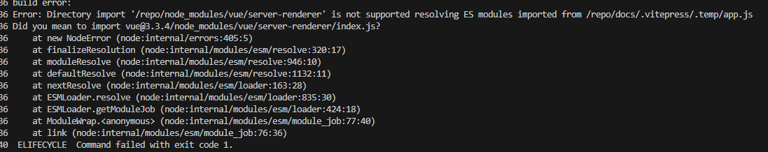 Vitepress build error in docker